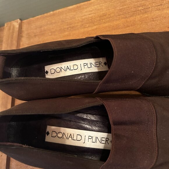 Donald J Pliner Womens Loafer Brown Fabric Block Heels Square Toe Slip On 7.5 - Picture 7 of 10
